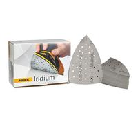 Mirka Iridium Triangle de ponçage Papier abrasif Premium 100x152x152mm 36 trous autoagrippant grain 320, 50 pces/Pour poncer la peinture, mastic, apprêt, bois, acier, minéraux, plastique