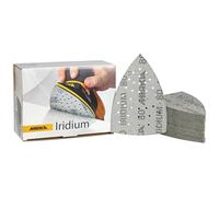 Mirka Iridium Triangle de ponçage Papier abrasif Premium 100x152x152mm 36 trous autoagrippant grain 80, 50 pcs/Pour poncer la peinture, mastic, apprêt, bois, acier, minéraux, plastique