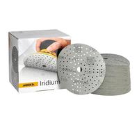 Mirka - papier abrasif auto-agrippant Iridium Ø 150 mm 121 trous grain 150 | Papier abrasif premium pour peinture mastic apprêt bois acier matériaux minéraux plastique ponçage efficace durable