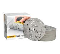 Mirka - papier abrasif auto-agrippant Iridium Ø 150 mm 121 trous | Papier abrasif premium 240 grains pour peinture mastic apprêt bois acier plastique ponçage efficace et durable