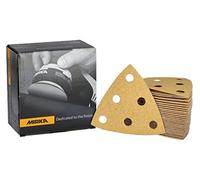 Mirka Gold Triangle de ponçage Papier abrasif universel 93x93x93mm / 6 trous/grain P80, 50 pces/Pour poncer le plâtre, le mastic, les panneaux de particules, le bois, la peinture