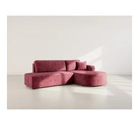 Miro - Canapé d'angle droit 4 places convertible avec coffre en velours texturé