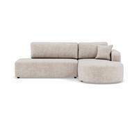 Miro - Canapé d'angle droit 4 places convertible avec coffre en velours texturé