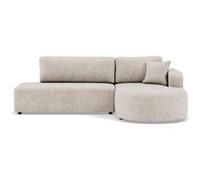 Miro - Canapé d'angle droit 4 places convertible avec coffre en velours texturé