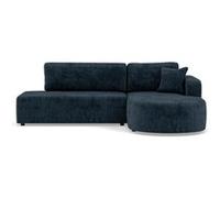 Miro - Canapé d'angle droit 4 places convertible avec coffre en velours texturé