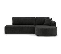Miro - Canapé d'angle droit 4 places convertible avec coffre en velours texturé