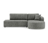 Miro - Canapé d'angle droit 4 places convertible avec coffre en velours texturé