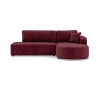 Miro - Canapé d'angle droit 4 places convertible avec coffre en velours texturé - Prune