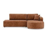 Miro - Canapé d'angle droit 4 places convertible avec coffre en velours texturé