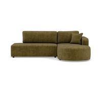 Miro - Canapé d'angle droit 4 places convertible avec coffre en velours texturé