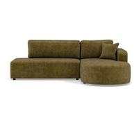 Miro - Canapé d'angle droit 4 places convertible avec coffre en velours texturé