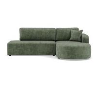 Miro - Canapé d'angle droit 4 places convertible avec coffre en velours texturé