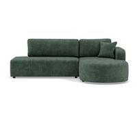 Miro - Canapé d'angle droit 4 places convertible avec coffre en velours texturé