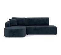 Miro - Canapé d'angle gauche 4 places convertible avec coffre en velours texturé