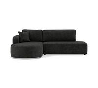 Miro - Canapé d'angle gauche 4 places convertible avec coffre en velours texturé - Gris Anthracite