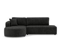 Miro - Canapé d'angle gauche 4 places convertible avec coffre en velours texturé
