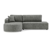 Miro - Canapé d'angle gauche 4 places convertible avec coffre en velours texturé