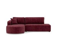 Miro - Canapé d'angle gauche 4 places convertible avec coffre en velours texturé - Prune
