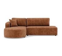 Miro - Canapé d'angle gauche 4 places convertible avec coffre en velours texturé