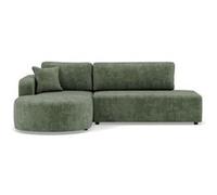 Miro - Canapé d'angle gauche 4 places convertible avec coffre en velours texturé - Vert sauge Vert sauge