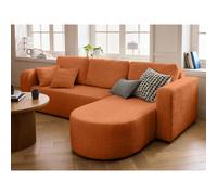 Best mobilier Canapé d'angle Miro 4 places réversible convertible avec coffre velours Rouille