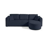 Miro - canapé d'angle réversible - 4 places - convertible avec coffre - en velours texturé - Bleu