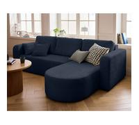Miro - canapé d'angle réversible - 4 places - convertible avec coffre - en velours texturé - Bleu