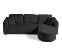 Best mobilier Canapé d'angle réversible Miro 4 places convertible coffre velours Gris Anthracite