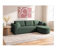 Best Mobilier – Canapé d'angle Miro 4 places réversible convertible coffre velours texturé Vert