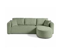 Miro - canapé d'angle réversible - 4 places - convertible avec coffre - en velours texturé - Vert sauge