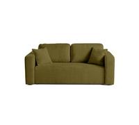 Bestmobilier Canapé droit Miro 2 places en velours texturé vert olive