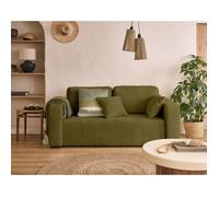 Bestmobilier Canapé droit Miro 2 places en velours texturé vert olive