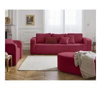Miro - canapé droit 3 places - convertible avec coffre - en velours texturé - Prune