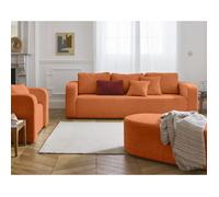 Miro - canapé droit 3 places - convertible avec coffre - en velours texturé - Rouille
