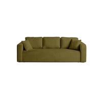 Best mobilier Canapé convertible Miro droit 3 places velours texturé avec coffre Vert Olive