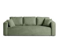 Best mobilier Canapé droit 3 places Miro convertible avec coffre en velours texturé Vert sauge