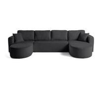 Best mobilier - Canapé panoramique en U Miro convertible avec coffre en velours texturé Gris foncé