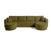 Best mobilier – Canapé panoramique Miro – 7 places en U, convertible avec coffre – Vert olive