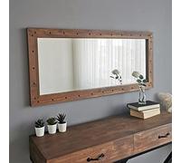 Miroir, 100% pin massif, couleur noyer