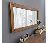 Miroir, 100% pin massif, couleur noyer