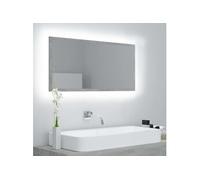 Miroir à LED de salle de bain Gris béton 90x8,5x37 cm Acrylique
