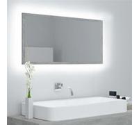 Miroir à LED de salle de bain Gris béton 90x8,5x37 cm Acrylique Gris G