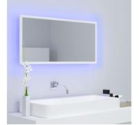 Miroir à LED de salle de bain KIMISS Blanc 90x8,5x37 cm en aggloméré avec lumière RVB