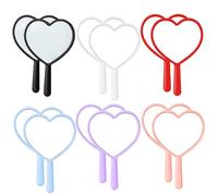 Miroir à main 12 pièces, miroir compact en forme de cœur 6 couleurs 3x5 pouces, portable en aluminium avec poignée en plastique, portable mignon et romantique pour la maison, le bureau, les voyages