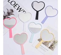 Miroir à main en forme de cœur, miroir de maquillage avec manche en forme de cœur, miroir de voyage portable pour la Saint-Valentin, miroir de maquillage compact de couleur unie, miroir de poche, miro