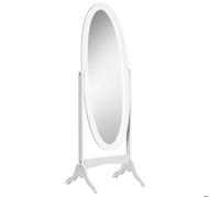 HomCom Miroir à pied ovale Shabby Chic – inclinable, MDF blanc, 48 × 46 × 147 cm