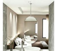 Miroir à Poteau Suspendu Ovale, Miroir de Salle de Bain Suspendu au Plafond | Miroir mural HD avec cadre en métal, miroirs de rasage modernes pour entrée, salon, vestiaire, décoration d'hôtel(50cmx80cm)