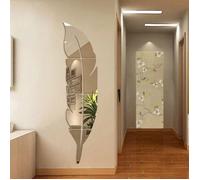 Miroir acrylique 3D - XVX - Décoration murale - En forme de plume - Argentée - 73x18cm