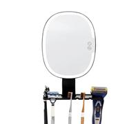 Miroir anti-buée pour douche avec rangement LED 3 couleurs | Miroir de douche sans perçage pour papa, mari, maison, appartement, toilettes, maquillage