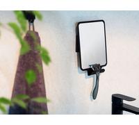 WENKO Miroir Mural Anti-buée Modèle Quadro Noir | Miroir sans perçage avec Fixation Vacuum-loc pour Salle de Bain | Dimensions 14 x 19,5 x 8 cm | Matériau ABS et Verre | Couleur Noir